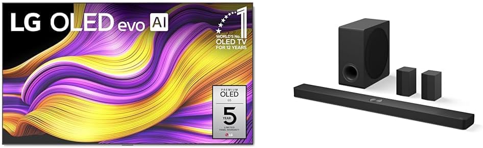 LG 83″ 8K OLED TV, 7.1.3ch Dolby Atmos Soundbar with Dolby Atmos Soundbar and Wireless Surround Speakers (2025, 2024 Models)