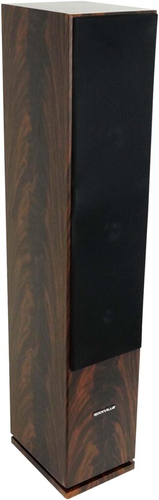 Rockville RockTower 64D Passive Tower Speaker 500W Peak/125W RMS 4 Ohm, Dual 6.5″ Woofers + 6.5″ Mid + 1″ Tweeter, Dark Wood MDF Cabinet, 3-Way Design for Home Audio