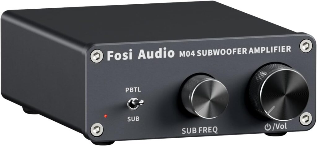 Fosi Audio M04 Subwoofer Amplifier for Home Theater Mono Channel Digital Class D Integrated Power Amp for Passive Speakers Subwoofer