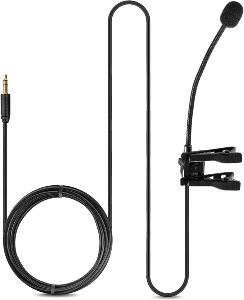 Movo ACM400 Flexible Gooseneck Omnidirectional Microphone for Motovlogging Moto Vlog Action Cam Helmet Mic – Clip on Microphone for Motorcycle Vloggers – Compatible with GoPro Media Mod