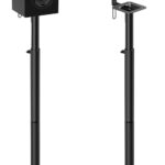 Mounting Dream Black Alloy Steel Speaker Stands, Height Adjustable Bookshelf Speaker Stand Pair, Universal Fit, 11 lbs Capacity, Set of 2 for Bose Polk JBL Sony Yamaha – 42″ Max Height