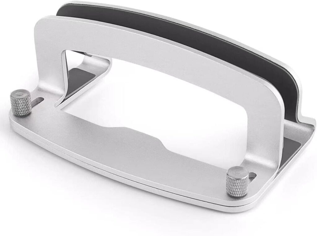 Aluminum Vertical Laptop Stand, MacBook Pro Laptop Vertical Stand Dock Holder with Adjustable Slot Fits All Laptops Notebook Tablets MacBook Air- Save Space & Improve Airflow, Silver