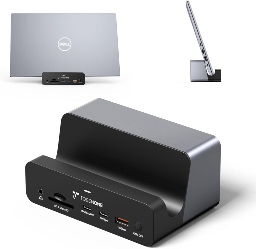 TobenONE 18-in-1 Triple 4K@60Hz Monitor Docking Station with 150W Power Supply, USB C Laptop Docking Station Stand(Single 4K@144Hz), 2.5Gbps Ethernet, 2 HDMI & DP, 8 USB, for Windows&ChromeOS