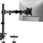 HUANUO Single Monitor Mount, Monitor Arm for 13”-32” Monitors up to 17.6 lbs, Adjustable Stand with 16” Max Height, Desk Mount with C-Clamp and Grommet Base, VESA 75x75mm or 100x100mm