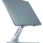 Vanli’s Adjustable Laptop Stand With 360 Rotating Base, Foldable Ergonomic Riser for Desk, Swivel Computer Stand for Tablet, Metal Holder Collapsible, Fits 13-17″ MacBook