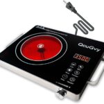 Portable Infrared Burner 3500 Electri Burner with 3 Hours Timer-Electric Hot Plate Touch Control Panel Adjustable Heating Power Glass Plate Electric Cooktop for Cooking (Black)