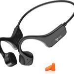 Bone Conduction Headphones Open-Ear Bluetooth 5.0, IP65 Waterproof Wireless Sport Headset with 8H Playtime, Secure Fit for Running/Cycling/Gym, HD Audio w/Mic (2025 Upgraded)