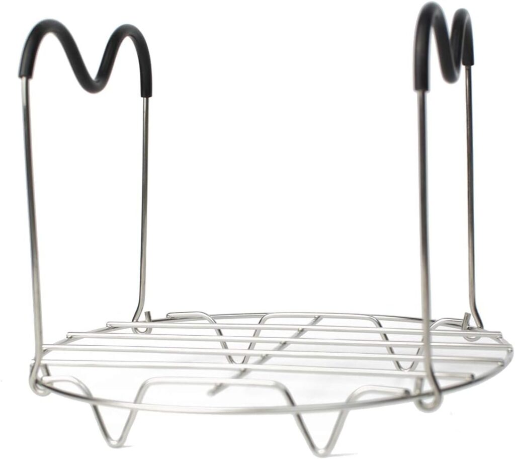 Steamer Rack Trivet with Heat Resistant Silicone Handles Compatible with Instant Pot 6 & 8 qt Accessories, Stainless Steel Steaming Rack Trivet Stand for Pressure Cooker