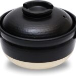 DONABE Clay Rice Cooker Pot Casserole Japanese Style made in Japan for 1 to 2 cups with Double Lids, Microwave Safe