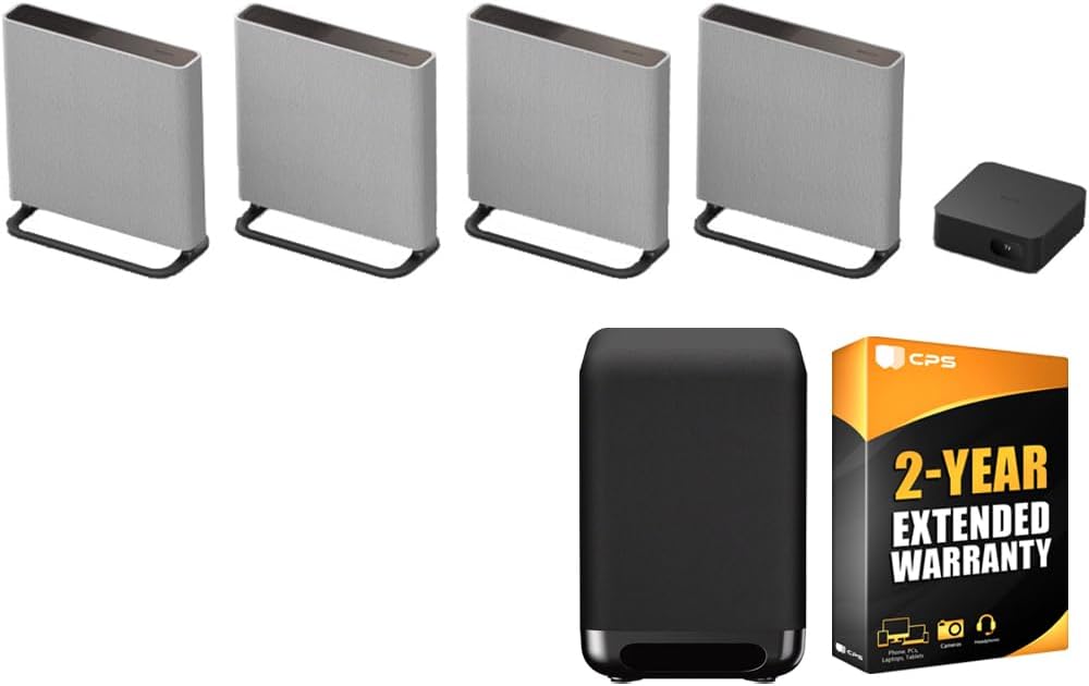 Sony HTA9M2 BRAVIA Theater Quad with 16 Total Speakers, Dolby Atmos/DTS:X Bundle with Premium SA-SW5 7.1″ 200W Wireless Subwoofer + 2 Year CPS Enhanced Protection Pack