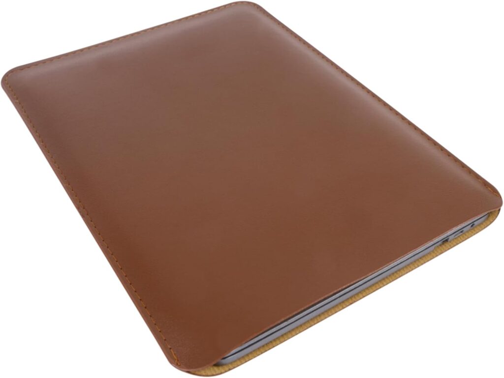 13/14/15-inch Faux Leather Laptop Sleeve | Compatible with MacBook Air/Pro, Dell XPS, Surface Pro & More | Ultra-Thin Design + Universal Fit (Dark Brown, 15 Inch Laptop)