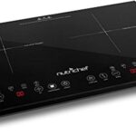 NutriChef Double Induction Cooktop – Portable 120V Digital Ceramic Dual Burner w/ Kids Safety Lock – Works with Flat Cast Iron Pan,1800 Watt,Touch Sensor Control, 12 Controls – PKSTIND48, Black