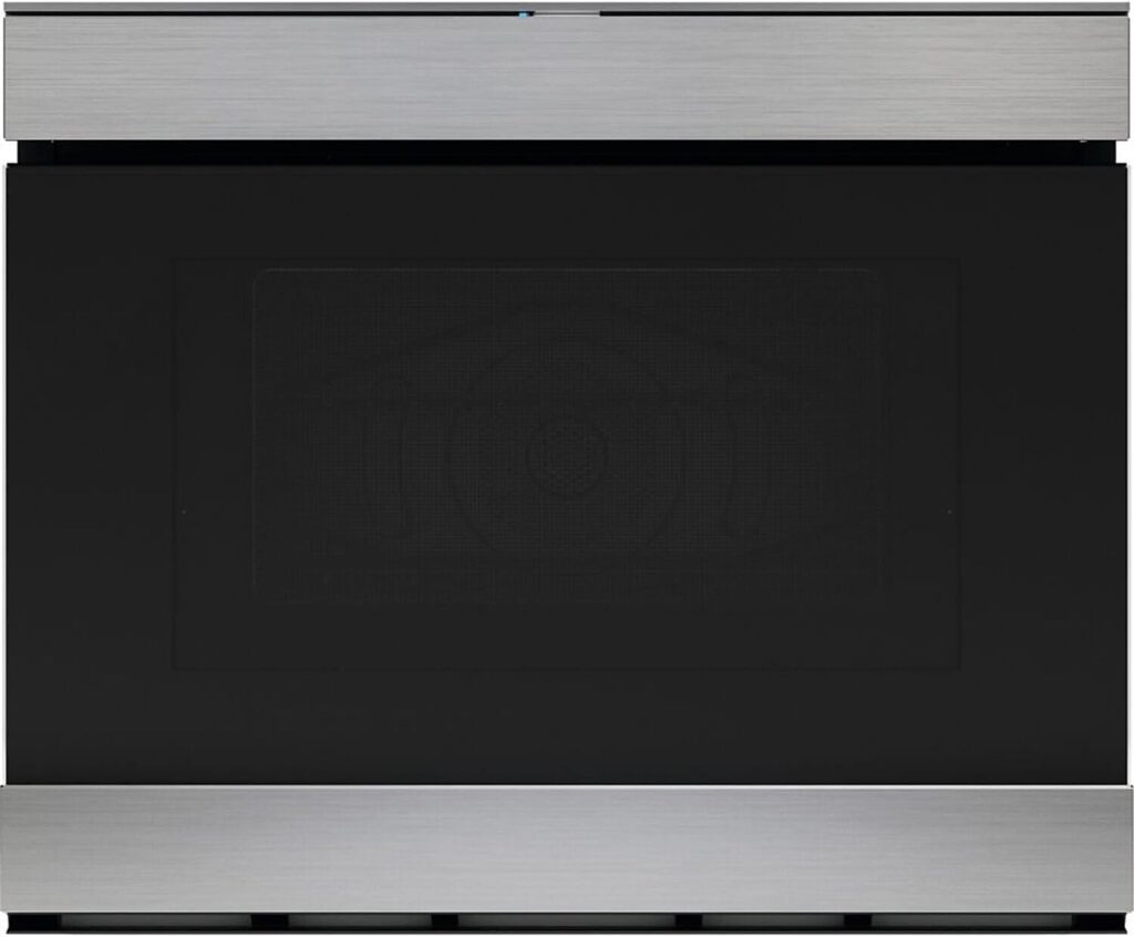 SHARP SMD2499FS Smart Convection Microwave Drawer Oven with Easy Wave Open, 24-inch, 1.4 Cubic Feet, 950 Watt, Concealed Glass Touch Control Panel, Works with Alexa Certified, Edge to Edge Black Glass