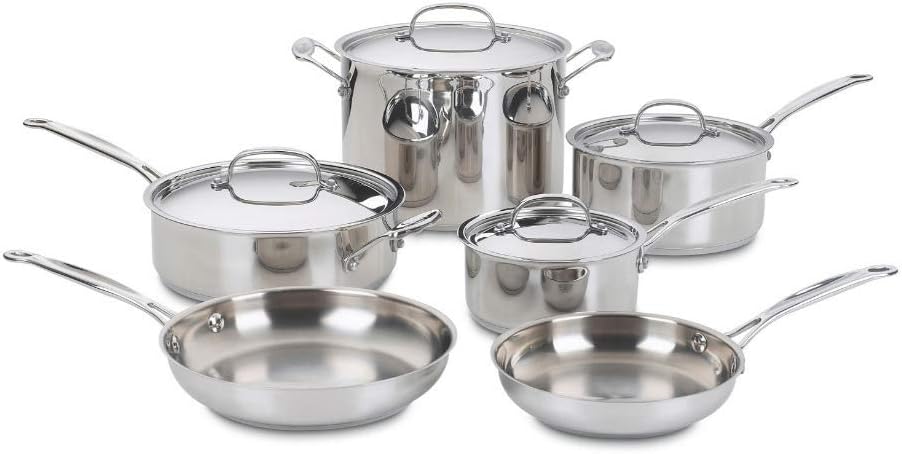 Cuisinart 77-10P1 10-Piece Chef’s-Classic-Stainless Collection, Cookware Set