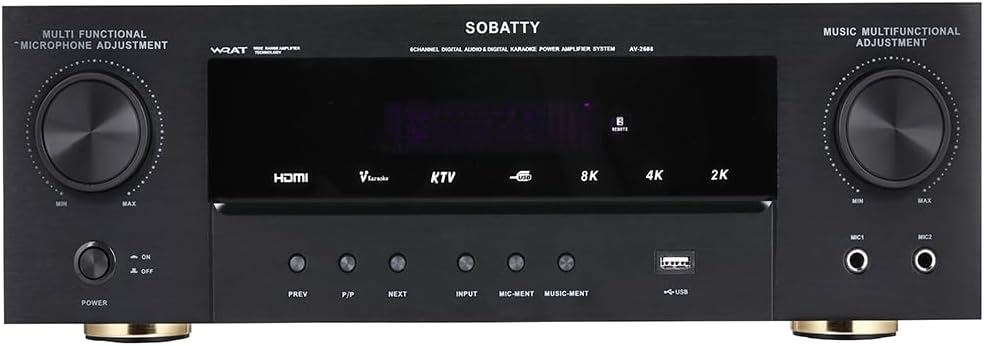 Stereo Receivers Home Audio Amplifier,5.1 Channel Amplifier with Bluetooth 5.0,8K HDMI ARC, Optical/Coaxial, USB,Subwoofer Output 8 DSP Modes for Home,Karaoke,Theater Speakers (No Dolby/DTS)