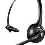 TECKNET Bluetooth Headset, Wireless On Ear Headphones with Noise Cancelling Microphone for Trucker, Hand Free Wireless Headset with Mute Mic for Phone