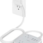 TESSAN Ultra Thin Flat Extension Cord 5 FT, Slim Power Strip with USB Ports (1 USB C), Surge Protector Flat Plug Wall Charger with 3 Outlets for Office, School, Dorm Room Essentials