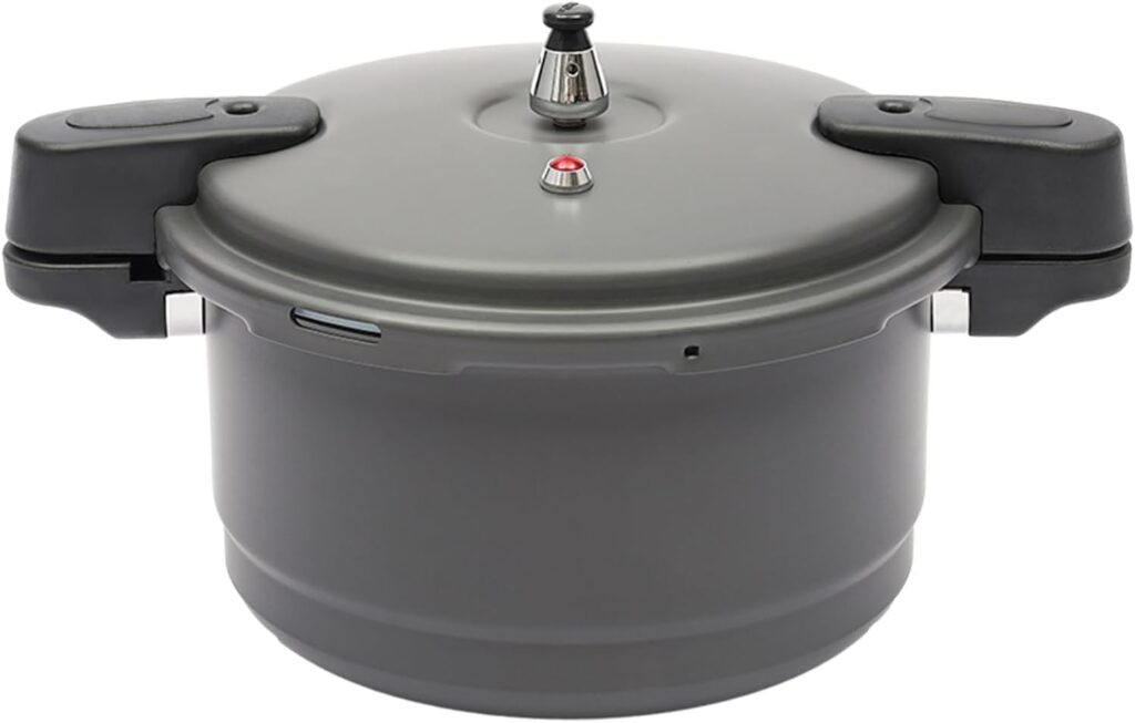 Pressure Cooker, 9L/9.5qt Hard Anodized Aluminium Alloy Pressure Canner with Spring Valve Safeguard Devices&Steam Rack Induction Compatible Lightweight Pressure Cooker for Gas Stove Electric Stove