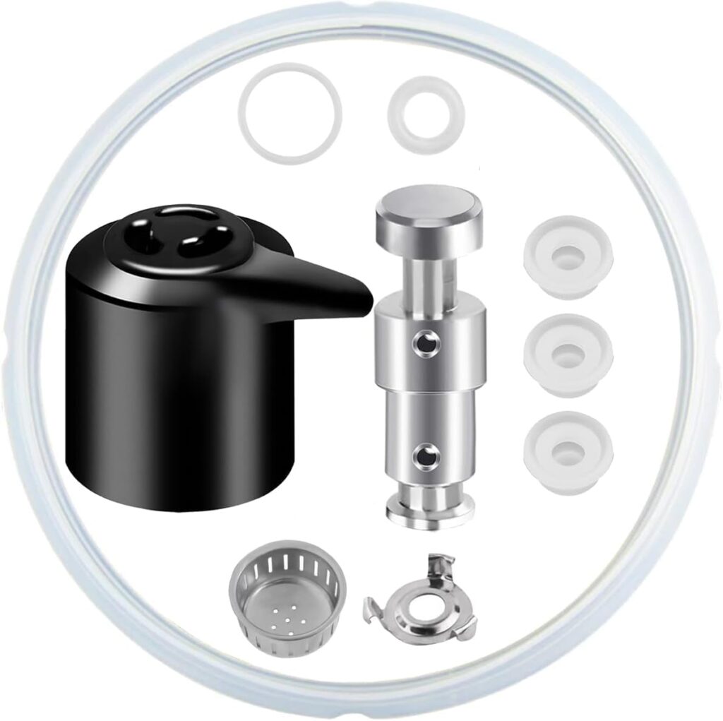E-TING 10pcs Replacement Parts for Instant Pot Duo 5-Qt,6-Qt, IP-DUO50 IP-DUO60 Steam Release Handle, Float Pressure Valve and Anti-Block Shield Silicone Sealing Ring for Pressure Cooker Accessories