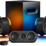 SteelSeries Arena 9 Illuminated 5.1 Desktop Gaming Speakers – 5.1 USB Surround Sound – Wireless Rear Speakers – 2-Way Speaker Design – Subwoofer – RGB Light, Bluetooth – PC, PlayStation, Mobile, Mac