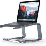 Griffin Elevator Laptop Stand – Ergonomic Computer Riser & Laptop Mount Made of Sturdy Brushed Aluminum – Supports Posture & Elevates Workspace with a Minimal Design, Space Grey Clear (2.5 Oz)