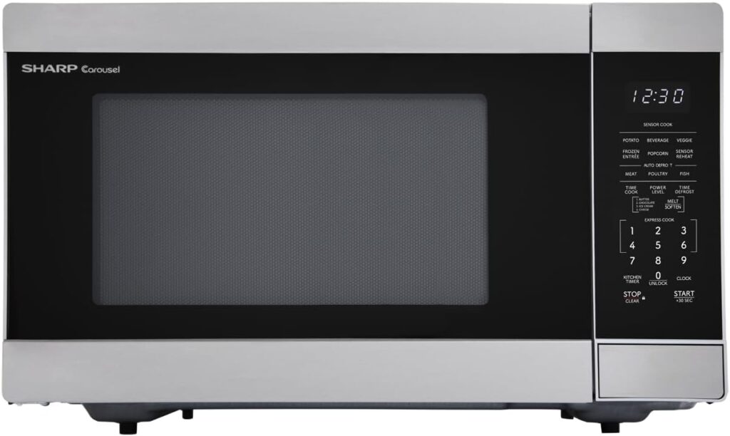 SHARP Countertop Microwave Oven with Removable 13.6″ Carousel Turntable, 1100 Watt, 1.6 Cubic Feet, Stainless Steel