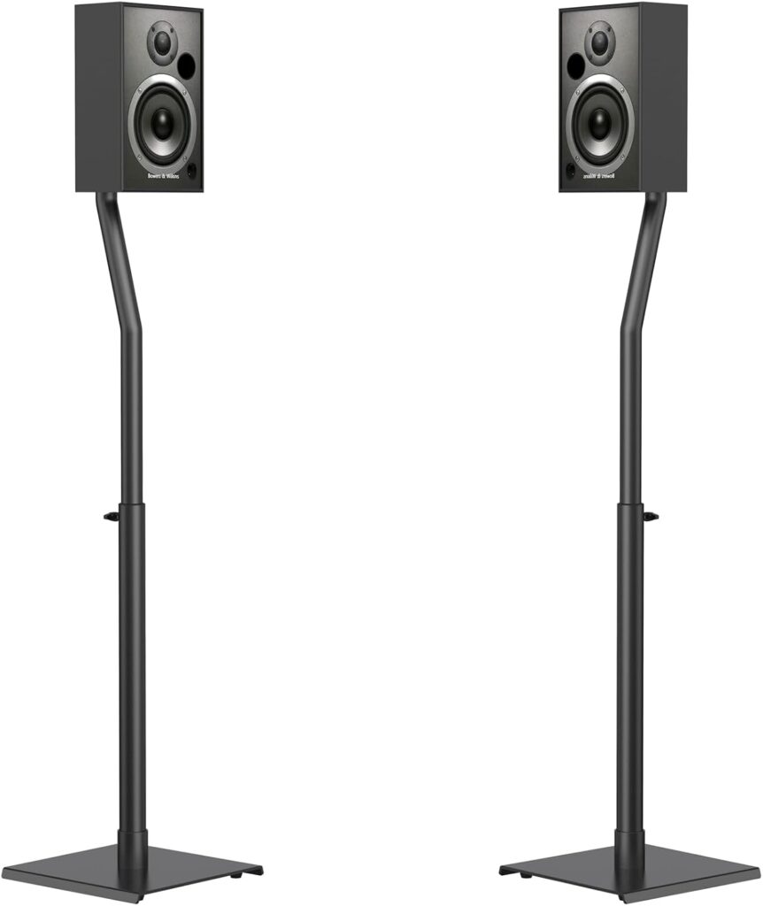 USX MOUNT Universal Speaker Stands, Height Adjustable Extend 30.0″ to 39.1″ for Satellite Speakers & Small Bookshelf Speakers up to 11 lbs Per Stand, 1 Pair Floor Stands for Sony Bose Polk JBL Yamaha