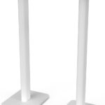 Kanto SP32PLW Universal Speaker Floor Stands for Bookshelf Speakers | 32″ Tall | Two Sizes Rotating Top Plate w/Foam Padding | Carpet & Hardwood Feet | Hidden Cables | ¼”-20 Mounting | Pair | White