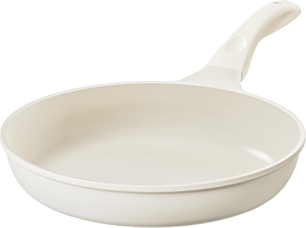 Redchef Ceramic Pan Nonstick, Nonstick Frying Pan, Large Fry Pans, PFAS & PFOA-Free, Non-Toxic, Induction Compatible Pans, Ergonomic Handles, Suitable for All Stove, Beige White, 11″