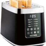 Smart Toaster Touchscreen, KETIAN Automatic Electric Digital Toaster 2 Slice, 7 Browning Settings, Preset Modes for 7 Types of Bread, 1400W