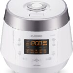 CUCKOO High Pressure Rice Cooker 10-Cup Uncooked / 20-Cup Cooked with Nonstick Inner Pot, Large Rice Maker with 13 Menu Options and Steam Plate, Fuzzy Logic Tech, Voice Guide, White (CRP-P1009SW)