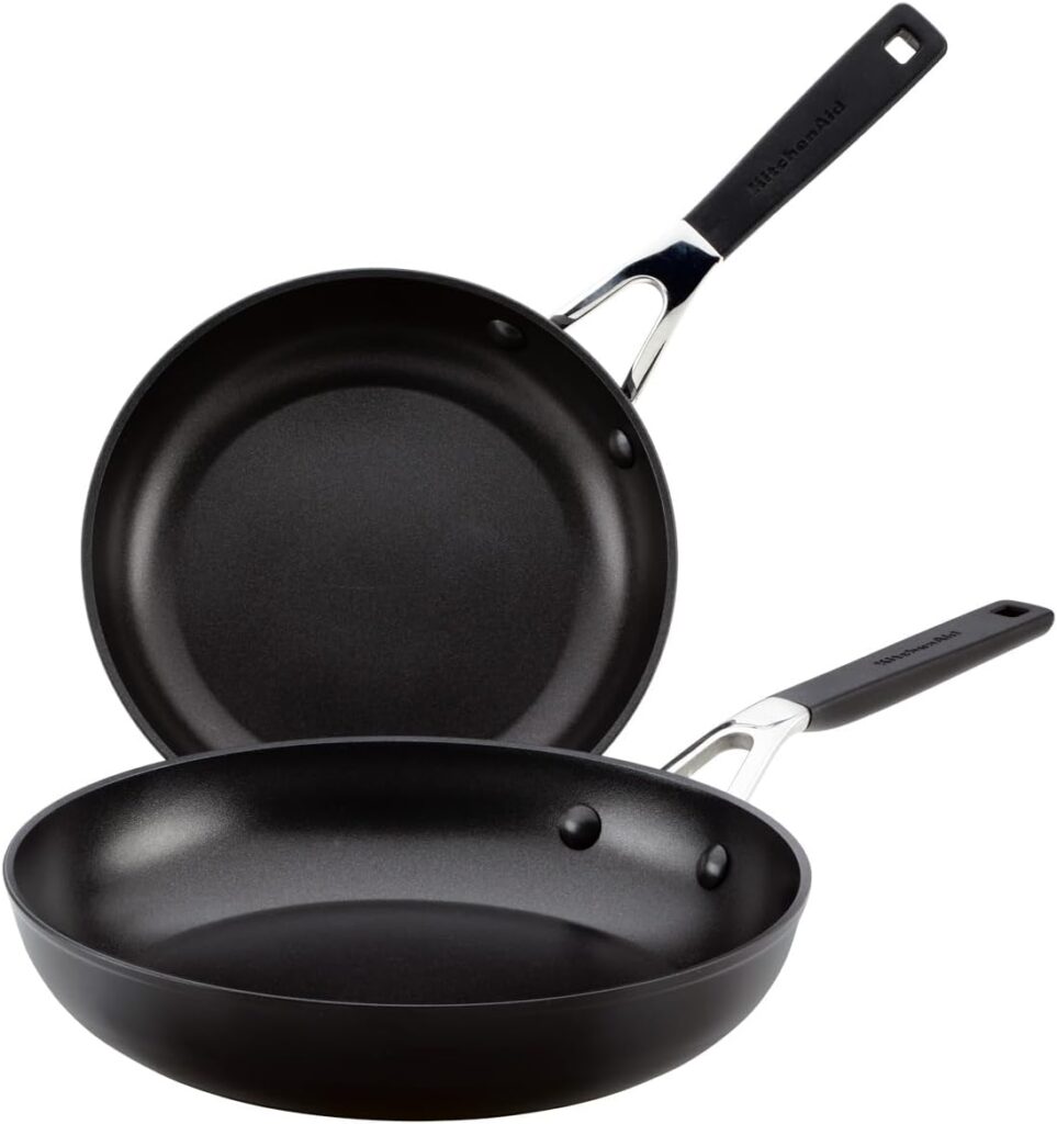 KitchenAid 84803 Hard Anodized Nonstick Frying Pans/Skillet Set, 8.25 Inch and 10 Inch – Onyx Black