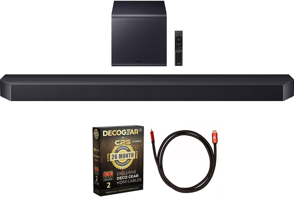 Samsung HW-Q900F/ZA Q Series Soundbar HW-Q900F 7.1.2 ch Subwoofer 2025 (Renewed) Bundle with Deco Gear 6FT HDMI 2.0 Cable and CPS Exclusive 26 Month Protection Pack (BEACH-CPS-26M1500)