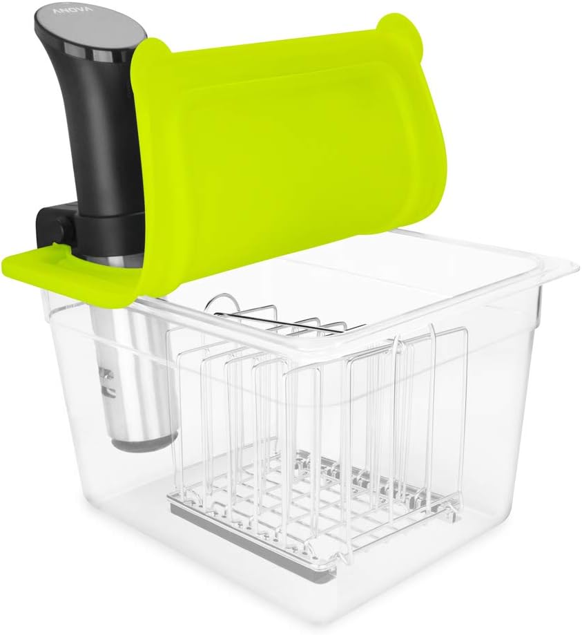 EVERIE Sous Vide Container 12 Quarts with Universal Silicone Lid and Sous Vide Rack Compatible with Anova All Models, Anova Nano, Chefsteps Joule, Instant Pot, Wancle Sous Vide Cookers