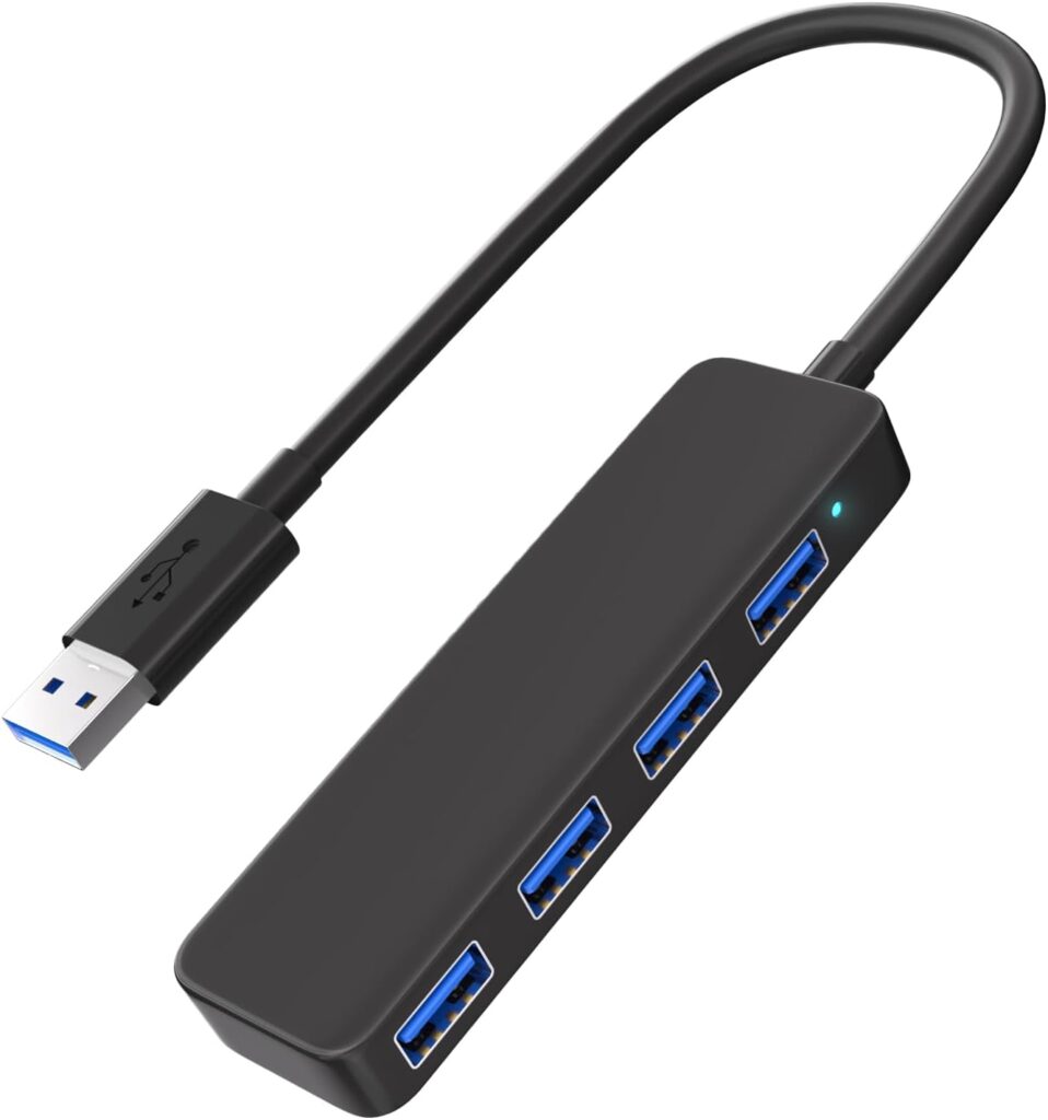 USB 3.0 Hub, 4-Port USB Hub Splitter USB Expander Ultra Slim Portable USB Hub for Laptop, Xbox, Flash Drive, HDD, Keyborad, Mouse, Console, Printer, Camera Compatible with Windows, Mac, Linux