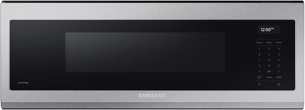 SAMSUNG 1.1 Cu Ft Smart SLIM Over the Range Microwave Oven w/ 550 CFM Hood Vent, Wi-Fi, Voice Control, LED Light Bar, Sensor Cook, 1100 Watt, ME11A7710DS/AA, Fingerprint Resistant Stainless Steel