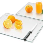 Tempered Glass Cutting Board for Kitchen, Clear Glass Board for Countertop, Heat Resistant, with Non-Slip Feet, 12×16″ & 12×8″ 2 Pcs Clear
