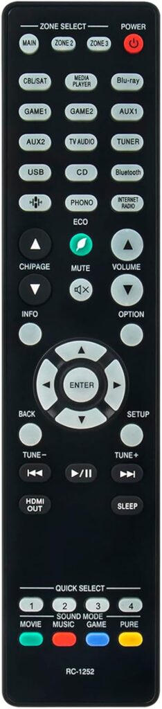 RC-1252 Replace Remote fit for DENON Home Theater AV Receiver AVR-X4800H 9.4-Channel 8K A/V Receiver