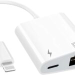 [Apple MFi Certified] 2 in 1 RJ45 Ethernet LAN Network Adapter with Charge Port, Lightning to Ethernet Adapter, Compatible with iPhone/iPad/iPod, Supports 100Mbps Ethernet Networ