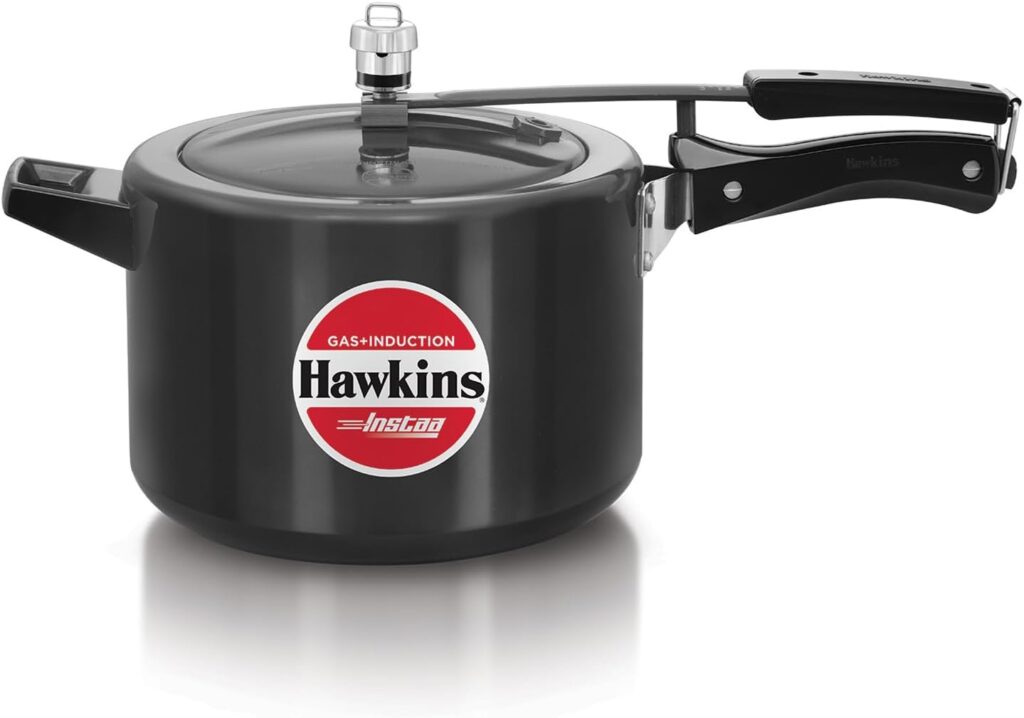 Hawkins 5 Litre Instaa Pressure Cooker, Induction Inner Lid, Tall Body Hard Anodised Cooker, Best Black Cooker, Black (IIH50)