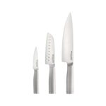KitchenAid 3 Piece Forged Chef Knife Set High Carbon Japanese Steel, Includes 8 Inch Chef Knife, 5 Inch Santoku Knife, and 3.5 Inch Paring Knife with Blade Covers
