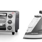 BLACK+DECKER 4-Slice Toaster Oven, TO1313SBD, Even Toast, 4 Cooking Functions Bake, Broil, Toast & Light ‘N Easy Compact Steam Iron, IR1020S, Stainless Steel Soleplate, Spray Mist