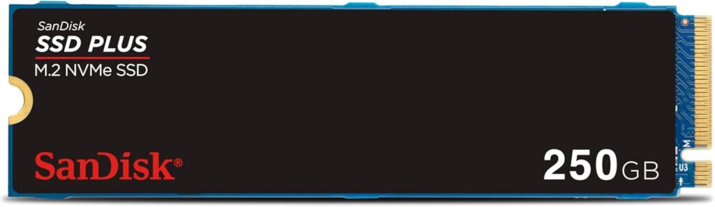 SanDisk 250GB SSD Plus M.2 NVMe SSD – PCIE Gen 3.0, Up to 2,400 MB/s – Internal Solid State Drive – SDSSDA3N-250G-G26