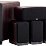 Monoprice HT-35 Premium 5.1-Channel Home Theater System – Espresso, with Powered Subwoofer, Low Profile Speaker Grilles, Secure Mounting Option, SaddleBrown (139358)