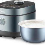 Midea 8 Cups Uncooked Rice Cooker, Non-stick Ceramic Rice Cooker with Celadon Coated Inner Pot, 15 Smart Cooking Programs, 4L, MRD401T2BMB