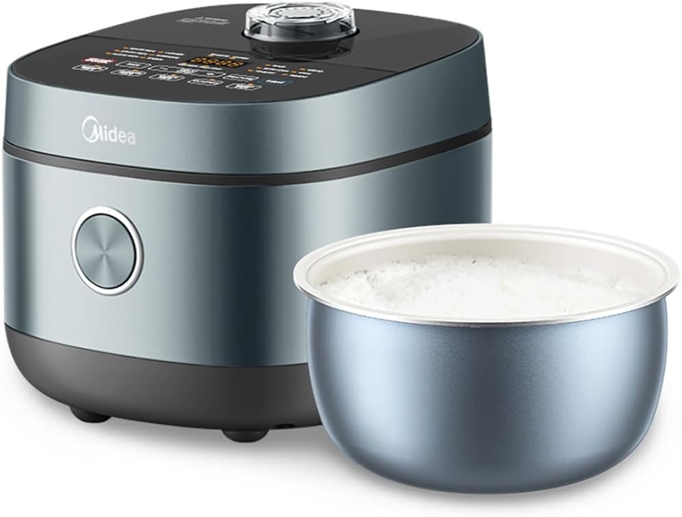 Midea 8 Cups Uncooked Rice Cooker, Non-stick Ceramic Rice Cooker with Celadon Coated Inner Pot, 15 Smart Cooking Programs, 4L, MRD401T2BMB