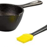 Lodge 15.2 Ounce Cast Iron Melting Pot + Silicone Basting Brush – Unparalleled Heat Retention – Heat Resistant Basting Brush up to 450° – Black and Yellow