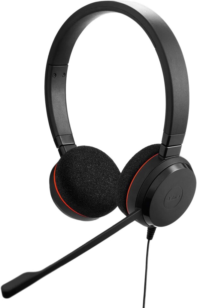Jabra Evolve 20 Wired Headset (2025 Edition) – Dual-Ear Wired Headset for Office and Work from Home – Call Control – All Platforms – USB-C/A Connectivity – Black