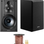 Sony SSCS5 3-Way 3-Driver Bookshelf Speaker System (Black) Bundle with 100 feet, 16AWG Speaker Wire (2 Items)