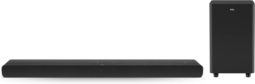 TCL Alto 8 Plus 3.1.2 Channel Dolby Atmos Smart Sound Bar with Wireless Subwoofer, WiFi, Works w/Alexa, Google Assistant & Apple Airplay 2, Bluetooth – TS8132, 39-inch, Black